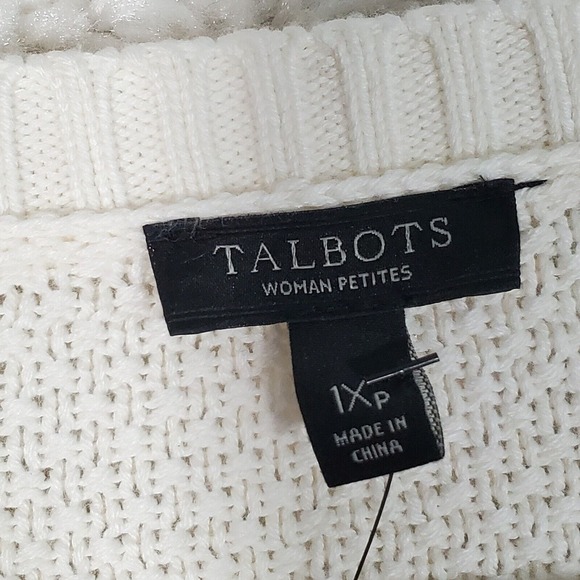 Talbots Women Faux Blouse Sweater Size 1X Petite Preppy Office Knit Classic - Picture 4 of 12